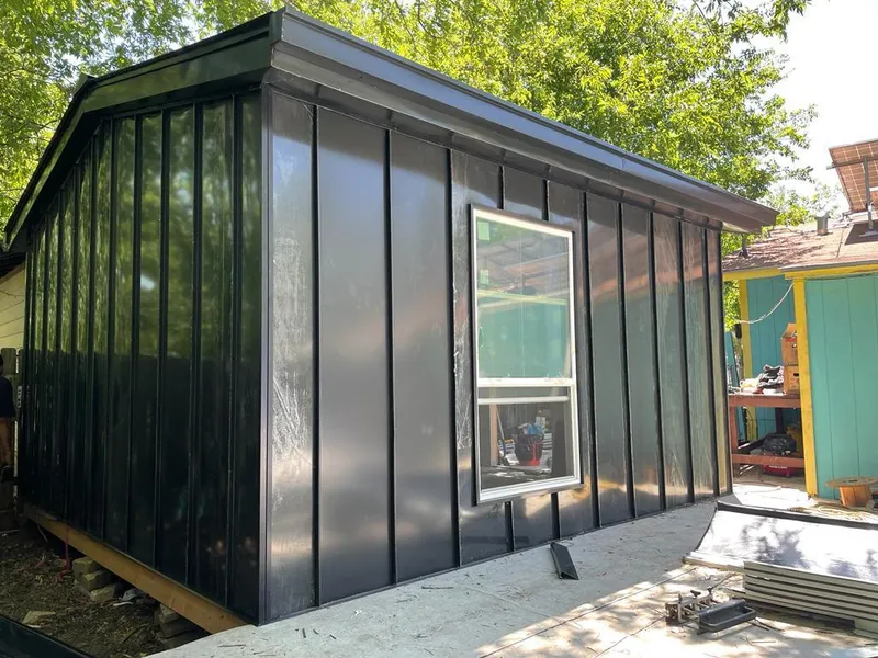 Black standing seam metal wall panels for Metal Roof Installation in Hanford